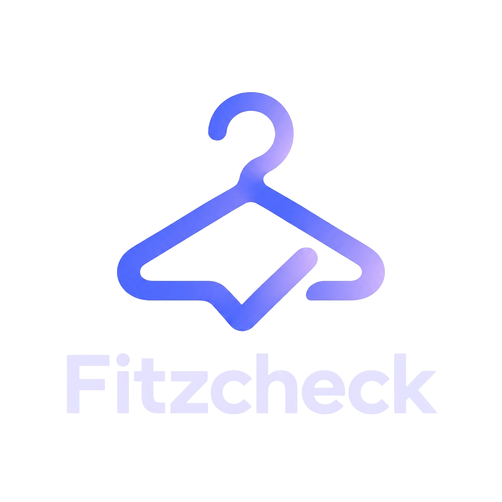 Fitzcheck logo — a hanger drawn as a checkmark above the word Fitzcheck